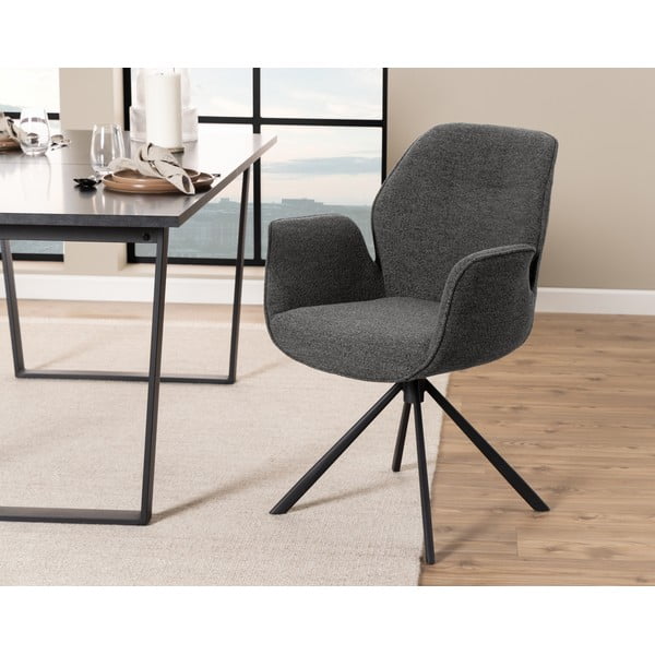 Scaun de sufragerie gri închis tapițat Aura – Actona-image-1