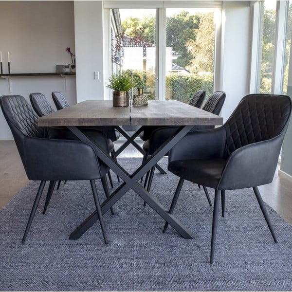 Set de scaune de sufragerie gri închis cu cotiere 2 buc. tapițat Harbo – House Nordic-image-1