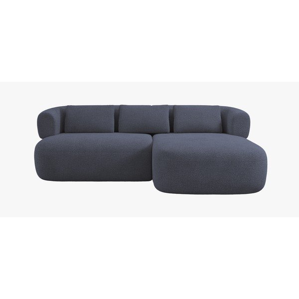 Colțar albastru închis cu tapițerie din țesătură bouclé (cu colț pe partea dreaptă/cu șezlong) Jenny – Micadoni -image-1
