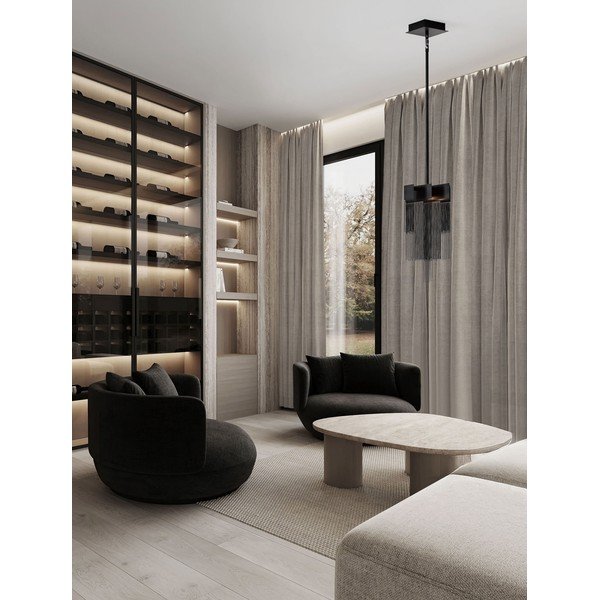 Lustră negru-mat LED cu intensitate reglabilă din oțel Revια – Nova Luce-image-1