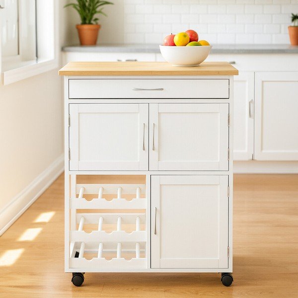 Măsuță de servire cu roți din bambus 37x67 cm Harlow – Premier Housewares-image-1