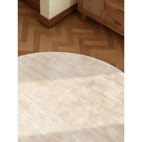 Covor fildeș țesut manual rotund din viscoză ø 120 cm Noemi – Vikosa-image-4