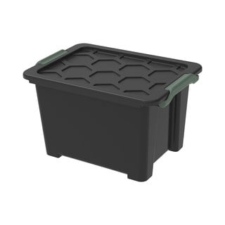 Cutie de depozitare negru lucios  din plastic cu capac Evo  Safe - Rotho