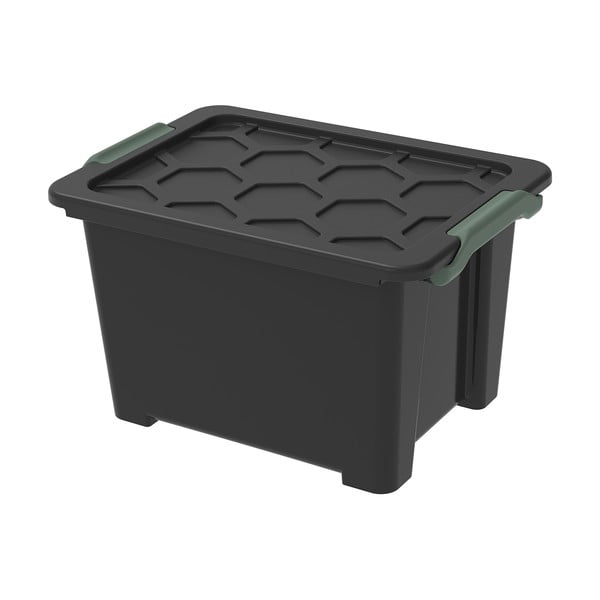 Cutie de depozitare negru lucios  din plastic cu capac Evo  Safe - Rotho