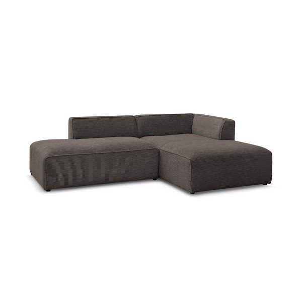 Colțar modular maro cu tapițerie din catifea reiată  (cu colț pe partea dreaptă/în formă de ”L”) Megeve – Bobochic Paris-image-3
