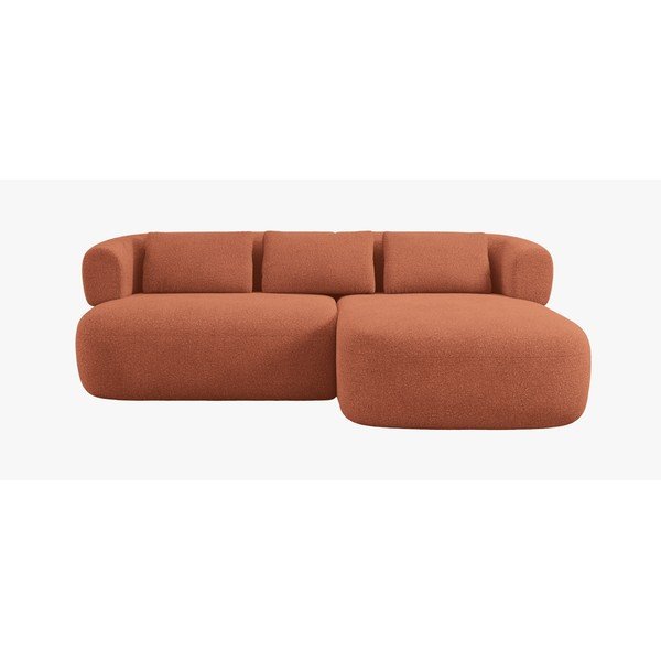 Colțar teracotă cu tapițerie din țesătură bouclé (cu colț pe partea dreaptă/cu șezlong) Jenny – Micadoni -image-2