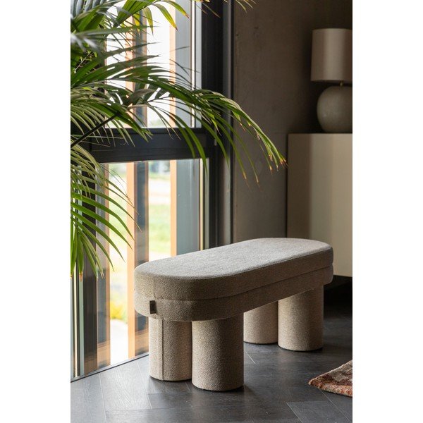 Bancă bej cu tapițerie din țesătură bouclé Fern – Dutchbone-image-1