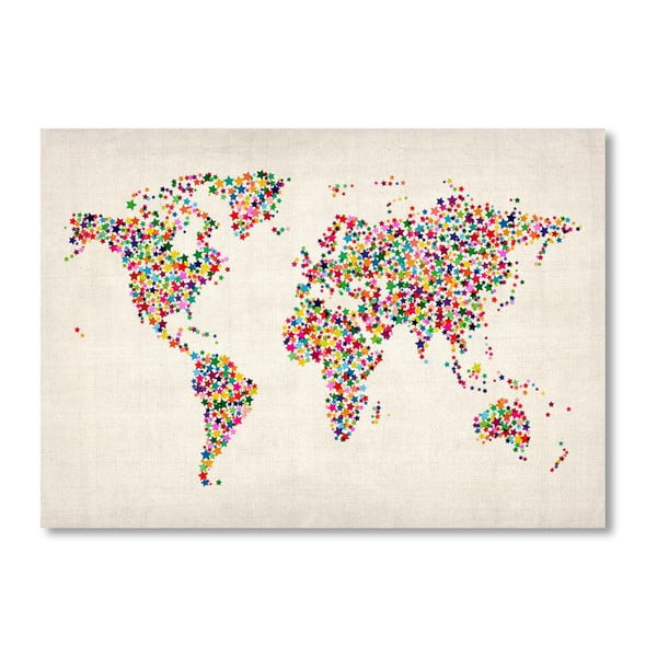 Poster cu harta lumii Americanflat Stars, 60 x 42 cm, multicolor