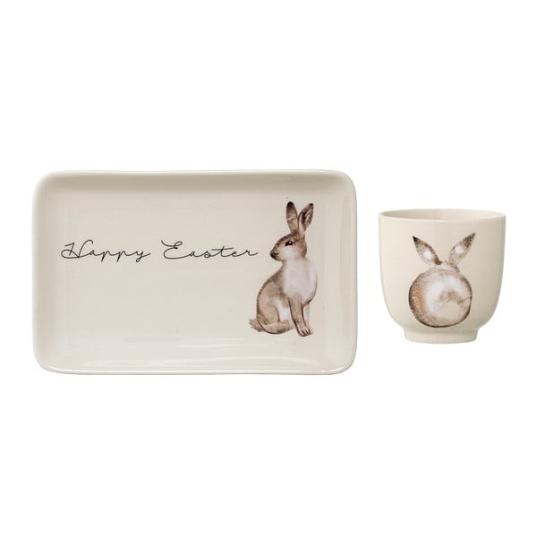 Set farfurie cu pahar din ceramică Bloomingville Bunny