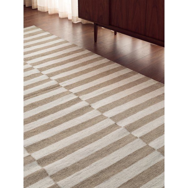 Covor alb/maro deschis reversibil/țesut manual din lână 200x300 cm Vika – Hanse Home-image-2