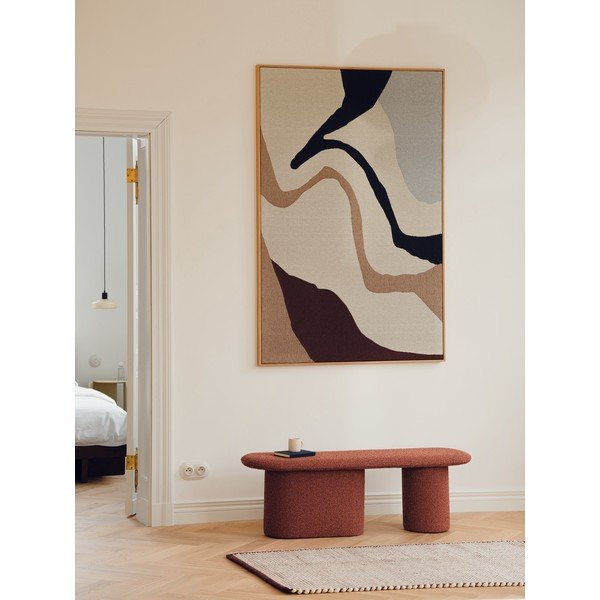 Bancă cărămizie capitonată cu tapițerie din țesătură bouclé Rull – noo.ma-image-1