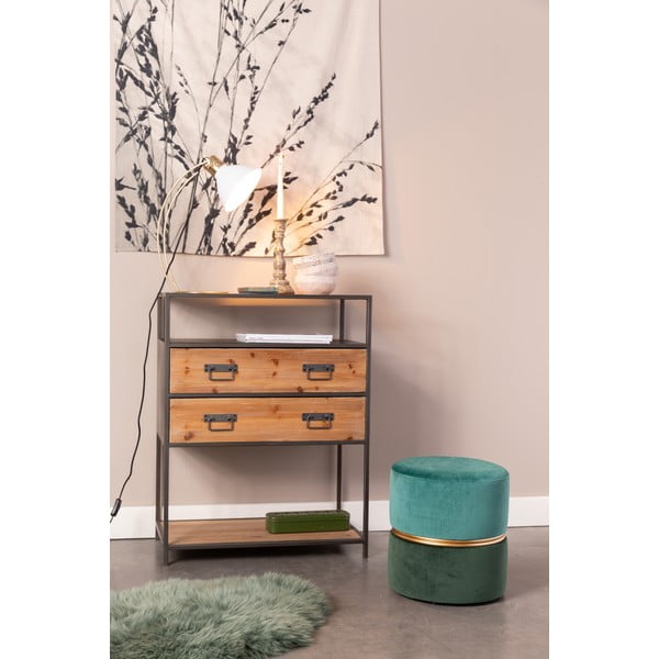 Taburet verde-turcoaz cu tapițerie din catifea Bubbly – White Label-image-1