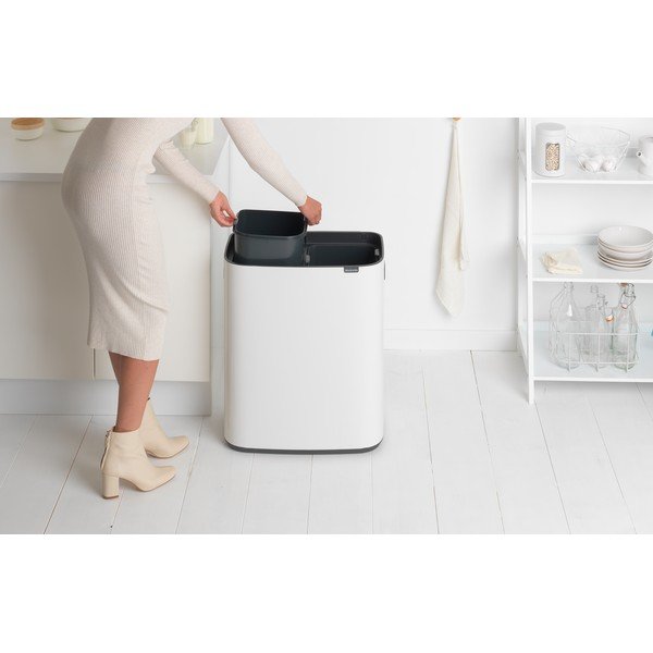 Coș de gunoi alb de reciclat/cu senzori de atingere din oțel 60 l Bo Touch Bin – Brabantia-image-1