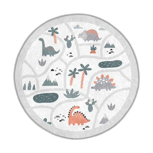 Covor de joacă pentru copii gri deschis lavabil ø100 cm Dino Park – Mila Home