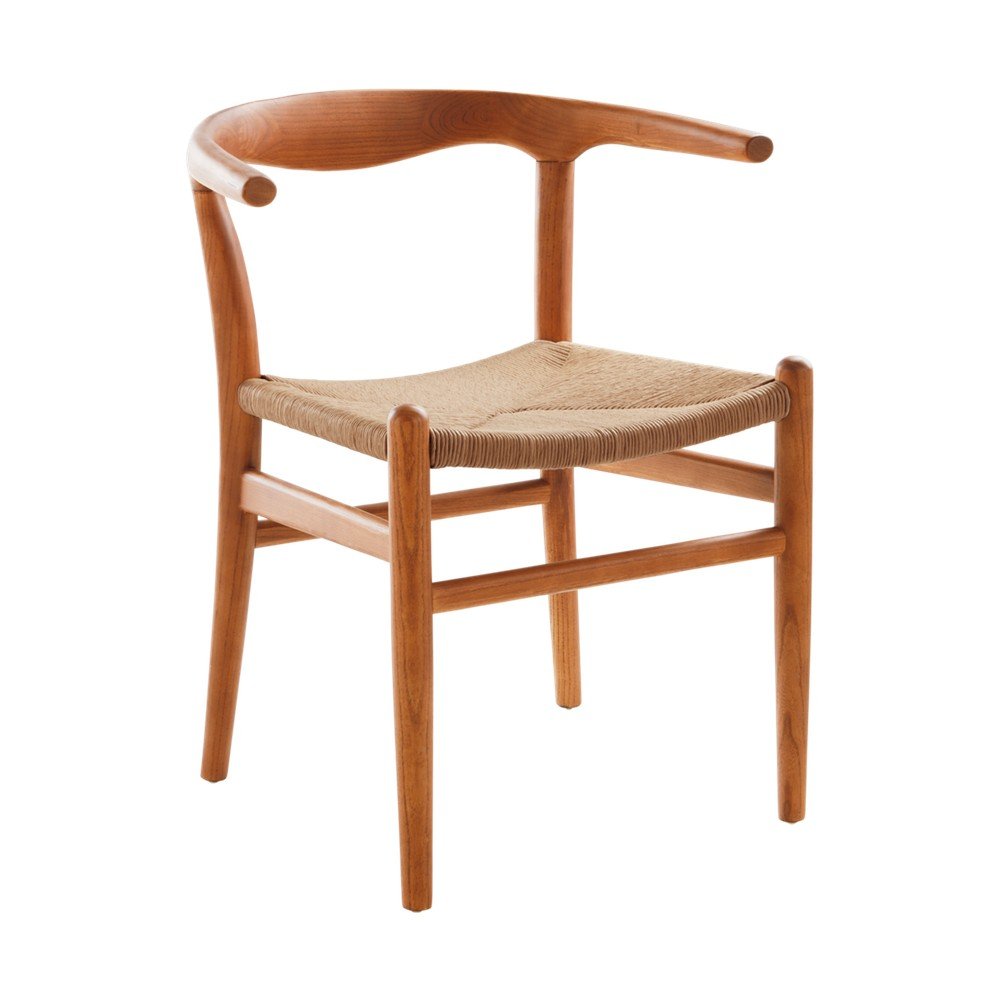 Scaun de dining în culoare naturală închisă cu cotiere din lemn de ulm Nattavaara – Jotex