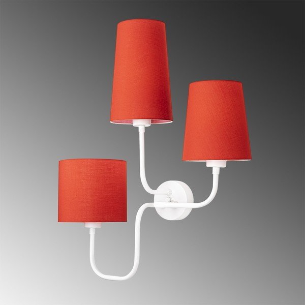 Aplică metalică cu abajur roșu Opviq lights Eleni, alb-image-4