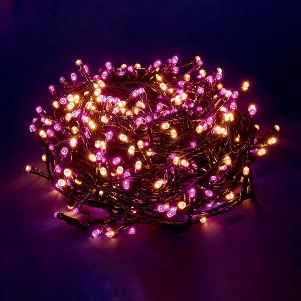 Șirag luminos cu LED-uri roz și bej, 100 de luminițe Casa Selección