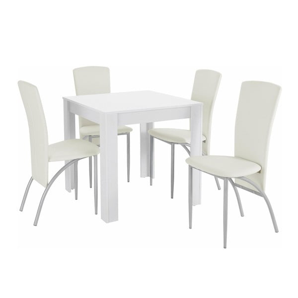 Set masă cu 4 scaune Støraa Lori Nevada Duro Puro White, alb