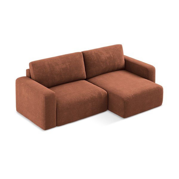 Colțar teracotă extensibil/cu spațiu de depozitare cu tapițerie din chenille (cu colț pe partea dreaptă/cu șezlong) Kona – Makamii-image-2