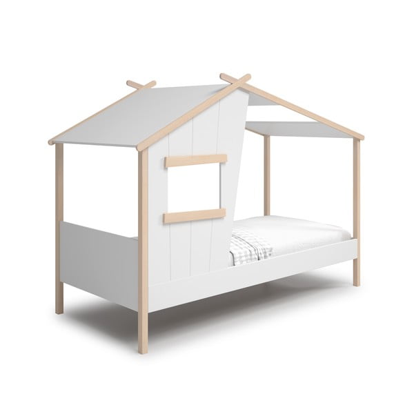 Pat pentru copii  alb de tip casă din lemn de pin 90x190 cm Luba – Marckeric-image-2