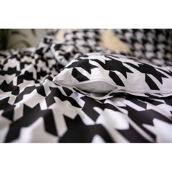 Lenjerie de pat din bumbac pentru pat de o persoană Cotton House Dita, 140 x 200 cm, alb - negru-image-3