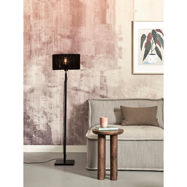 Lampadar negru cu abajur din iută (înălțime 126 cm) Iguazu – Good&Mojo-image-3