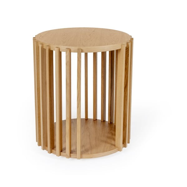 Măsuță auxiliară din lemn de stejar Woodman Drum, ø 53 cm-image-2