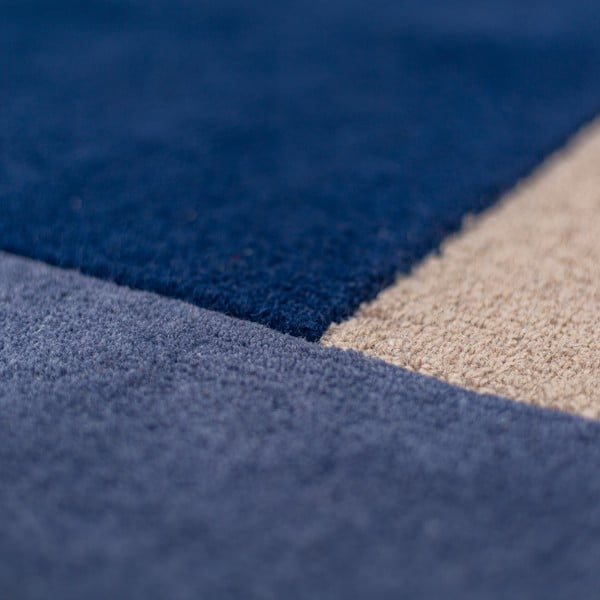 Covor albastru țesut manual, rotund, din lână ø 150 cm Mia Segment – Flair Rugs-image-4