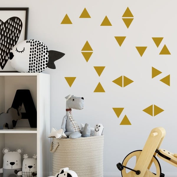 Set autocolante de perete North Carolina Scandinavian Home Decors Triangle, auriu