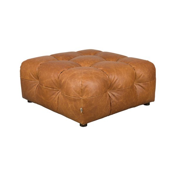 Taburet modular maro coniac cu tapițerie din piele Hackman – Dutchbone-image-2