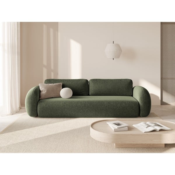 Canapea verde extensibilă/cu spațiu de depozitare cu tapițerie din chenille 262 cm Tonale – Cosmopolitan Design-image-1