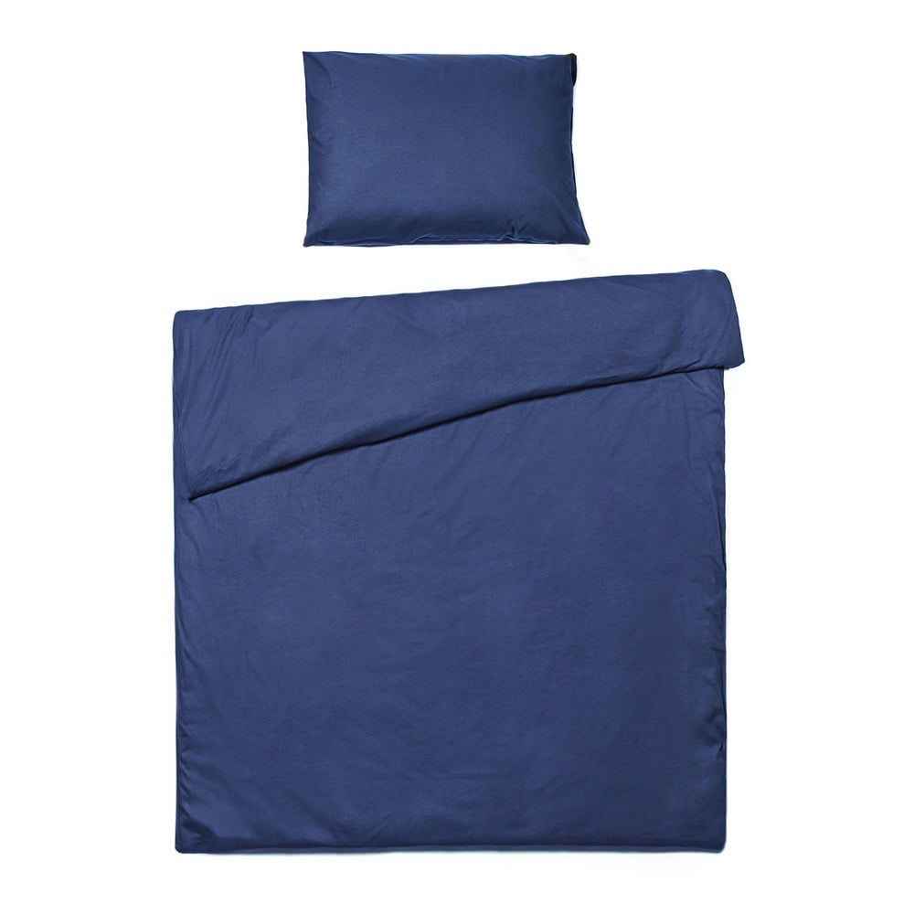 Lenjerie de pat din bumbac pentru o persoană Bonami Selection, 140 x 200 cm, albastru marin