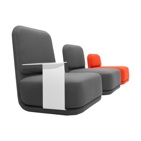 Fotoliu cu măsuță metalică albă Softline Standby Low + Side Table, portocaliu-image-3