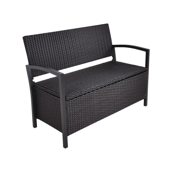 Bancă de grădină neagră din ratan artificial Ferrara – Garden Pleasure