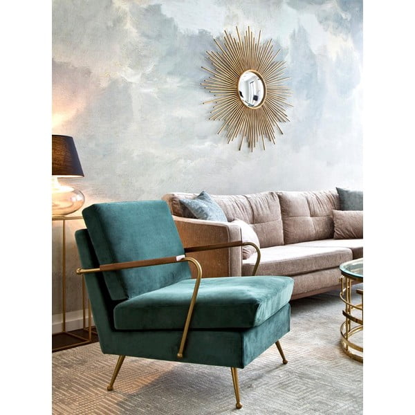 Oglindă de perete cu ramă metalică aurie Westwing Collection Ella, ø 104 cm-image-1