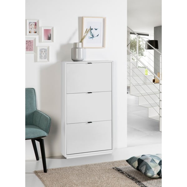 Suport de pantofi cu 3 sertare Marckeric Luka, alb-image-1