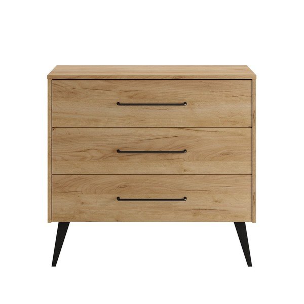 Comodă de copii în culoare naturală joasă cu aspect de lemn de fag 100x92 cm Retro – Pinio