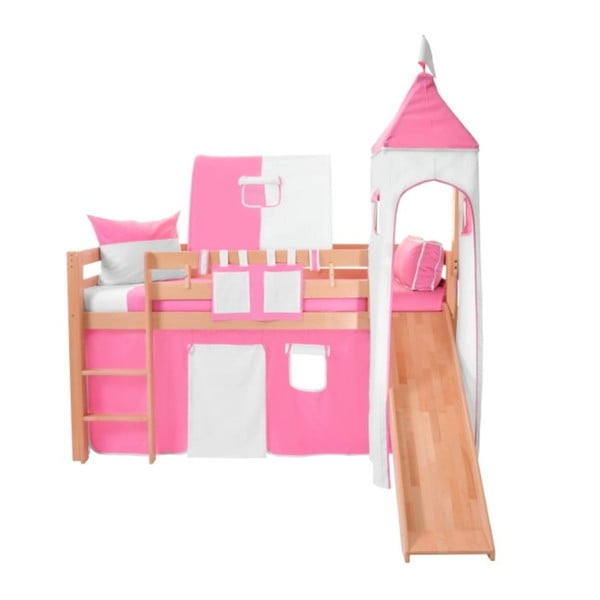 Set castel pentru copii Mobi furniture Luk a Tom, alb - roz