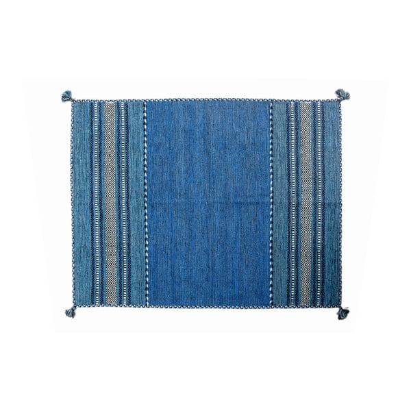 Covor țesut manual Navaei & Co  Kilim Tribal 704, 200 x 140 cm, albastru