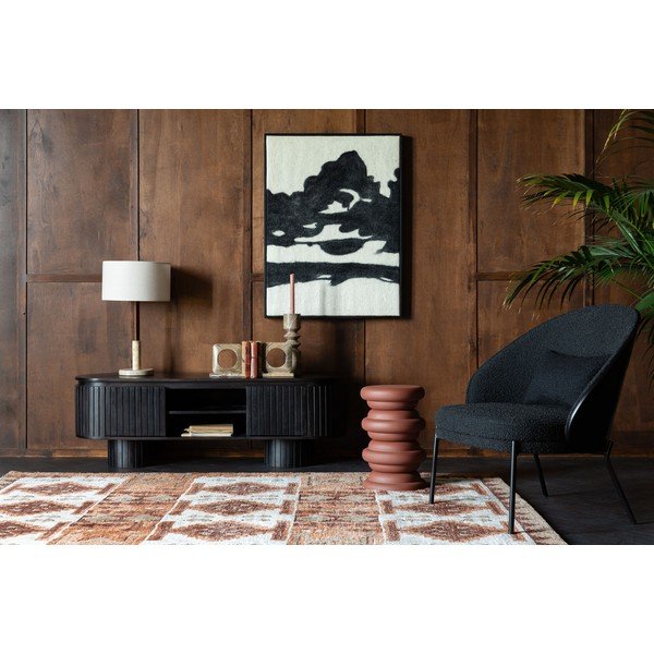 Fotoliu negru cu tapițerie din țesătură bouclé Rodin – Dutchbone-image-1