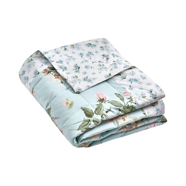 Cuvertură albastră matlasată 220x230 cm Avebury Floral – Catherine Lansfield