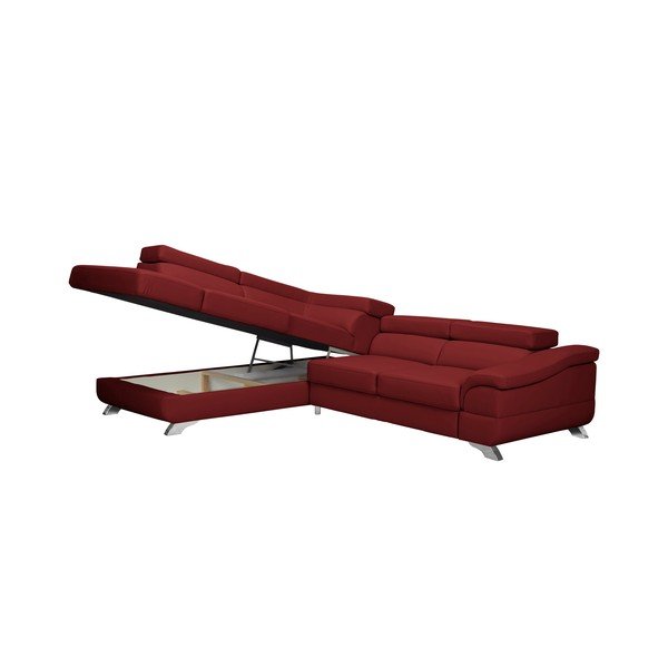 Colțar extensibil cu aspect de piele Windsor & Co Sofas Gamma, roşu, partea stângă-image-4