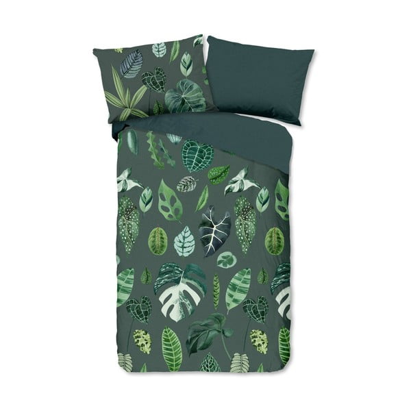 Lenjerie de pat verde-închis din bumbac  140x200 cm – Good Morning