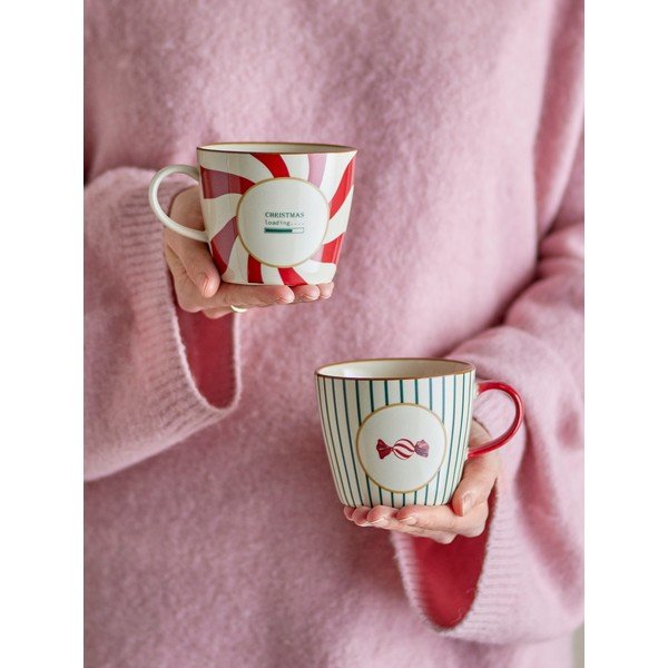 Căni 2 buc. din gresie ceramică 380 ml  cu model de Crăciun Yule – Bloomingville-image-1