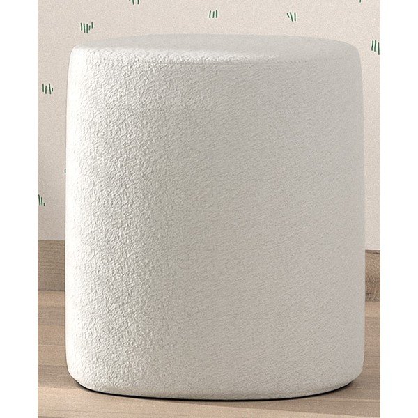 Puf de copii alb cu tapițerie din stofă bouclé MOON – Vipack-image-1
