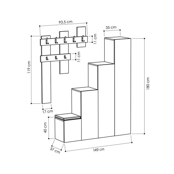Set dulap și cuier de perete Homitis Up Sonomo-image-2