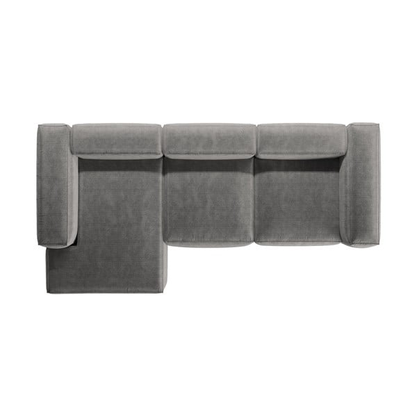 Colțar gri deschis cu tapițerie din catifea reiată  (cu colț pe partea stângă/cu șezlong) Bergamo – Cosmopolitan Design-image-3