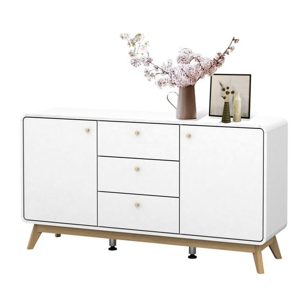 Comodă albă joasă 140x75 cm Caitlin – Støraa-image-2