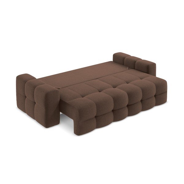 Canapea maro extensibilă cu tapițerie din țesătură bouclé 255 cm Milu – Makamii-image-3