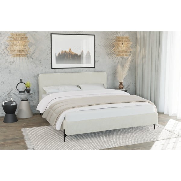 Pat bej tapițat cu somieră 90x200 cm Barker – Ropez-image-2